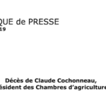Claude Cochonneau, le président des chambres d’agriculture, est décédé d’un accident sur son exploitation
