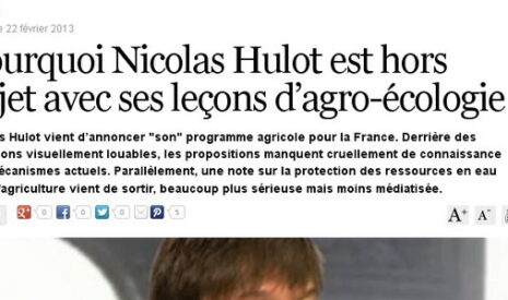 Pourquoi Nicolas Hulot est hors sujet avec ses leçons d’agro-écologie