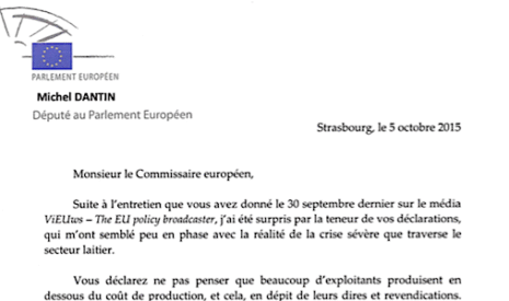 La lettre de Michel Dantin à Phil Hogan