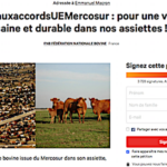 La fédération nationale bovine lance une pétition contre l’accord entre l’Europe et le Mercosur