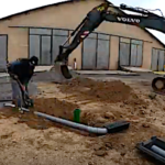 Travaux d’aménagement devant la bergerie
