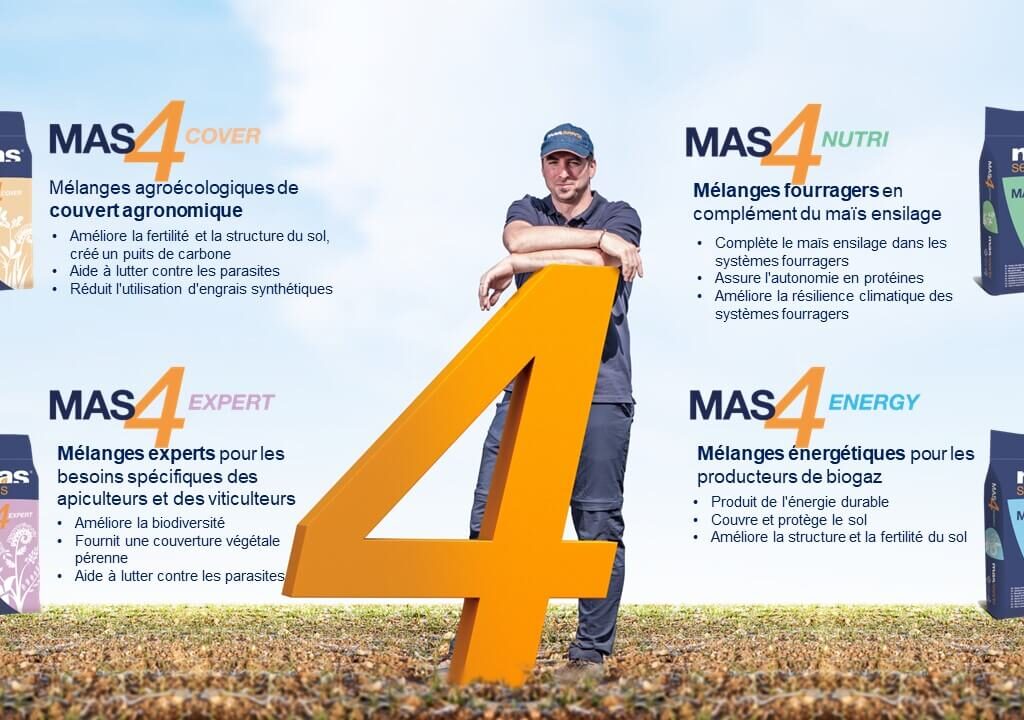 MAS Seeds® lance MAS4, une nouvelle gamme de plantes de services, de mélanges fourragers et spécialisés