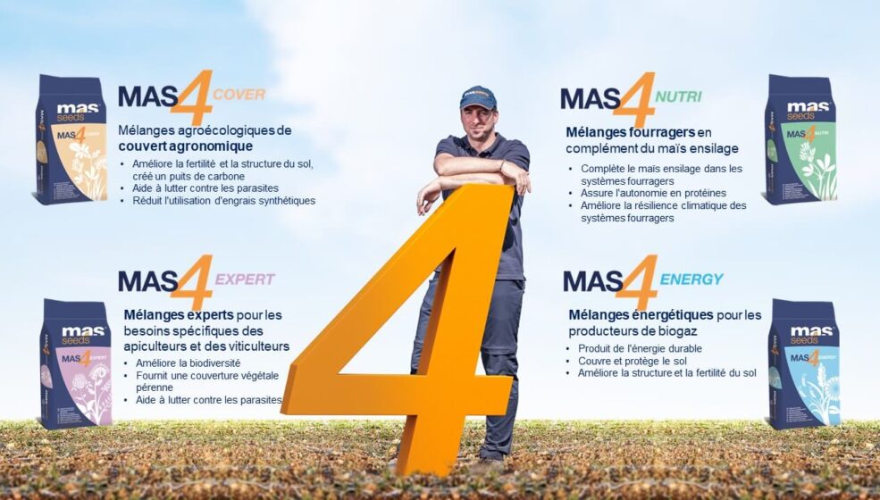 MAS Seeds® lance MAS4, une nouvelle gamme de plantes de services, de mélanges fourragers et spécialisés
