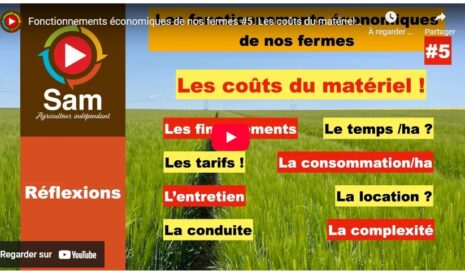 Fonctionnements économiques de nos fermes #5. Les coûts du matériel. Le temps/ha. Les financements.