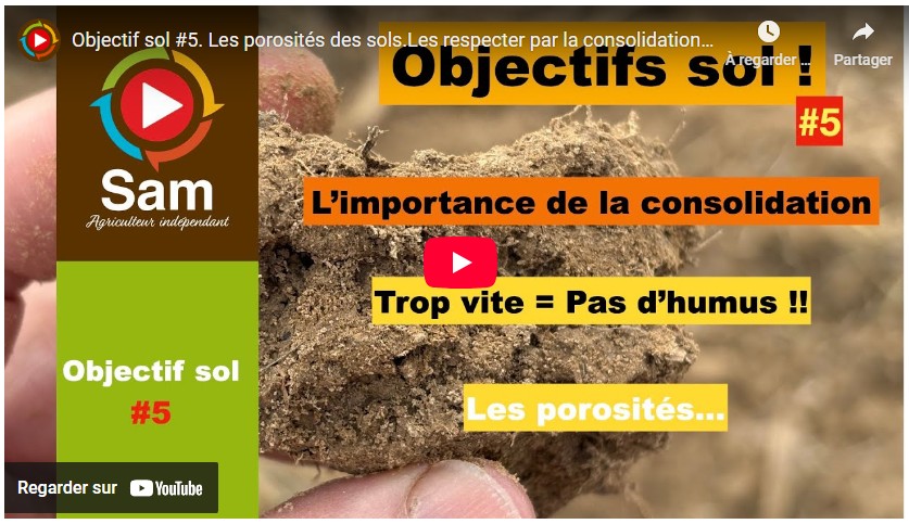 Objectif sol #5. Les porosités des sols.Les respecter par la consolidation. Trop vite = pas d&rsquo;humus.