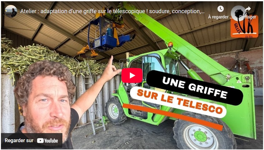 Atelier : adaptation d&rsquo;une griffe sur le télescopique ! soudure, conception, hôpital et test !