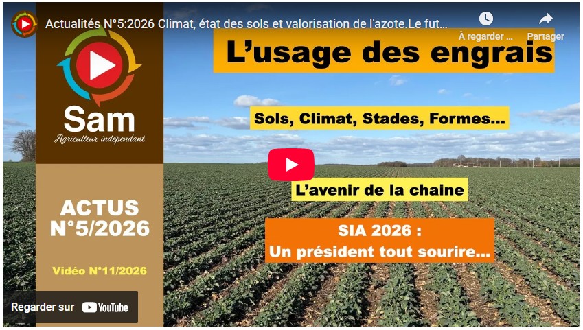 Actualités N°5:2026 Climat, état des sols et valorisation de l&rsquo;azote.Le futur de la chaine.SIA 2026