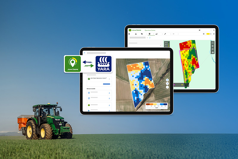 Tablettes de visualisation de l'outil d'aide à la décision Atfram, outil porté par Yara et John Deere