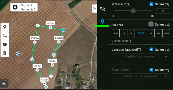 La préparation des plans de vols est très simple. (Agri-structures-AG-Robotique)