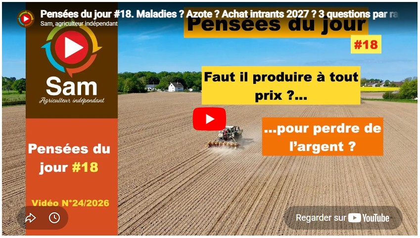 Pensées du jour #18. Maladies ? Azote ? Achat intrants 2027 ? 3 questions par rapport à l&rsquo;actualité